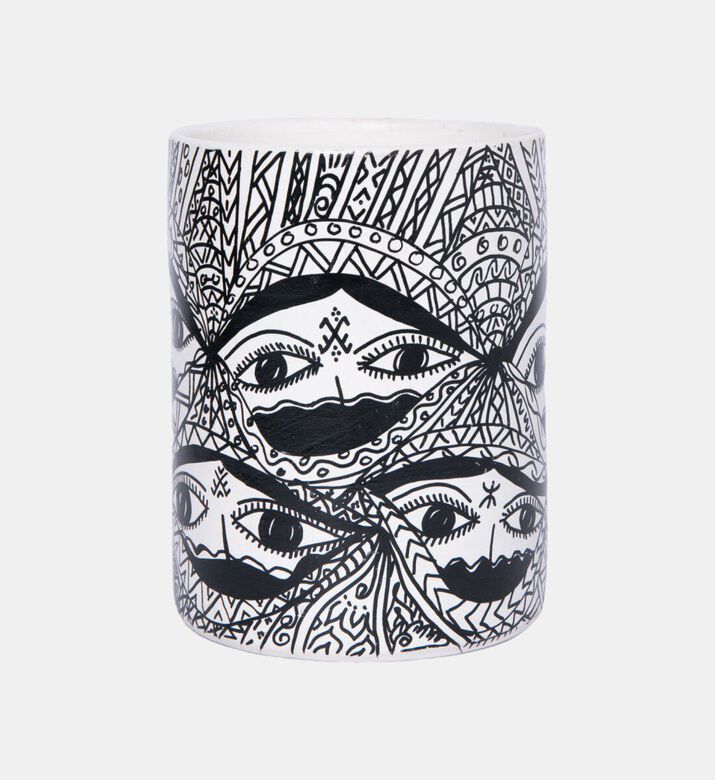 Nour Bougie Berberia Ceramic Pot Candle, Black, 18-cm, Packshot View