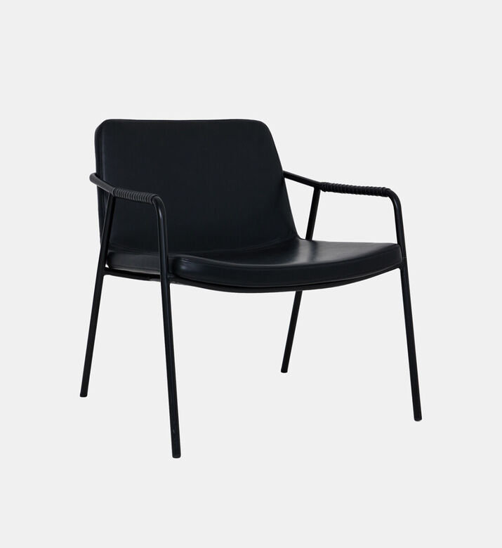 Dan Form Boto Metal Leather Lounge Chair, Black, Packshot View