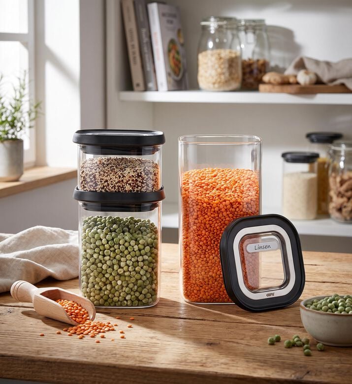 Gefu Pantry 3-piece Borosilicate Glass Storage Set, Packshot View