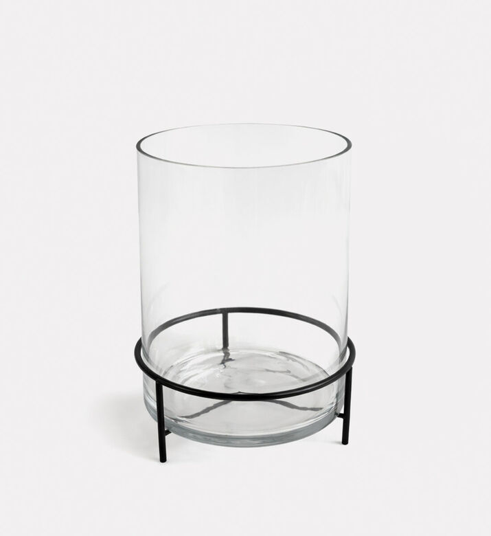 Jolipa Glass Cylindrical Large On-foot Hurricane, Packshot View