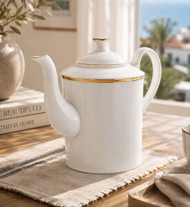 Absolu Maison Porcelain Gold Rimmed Coffee Pot, Packshot View