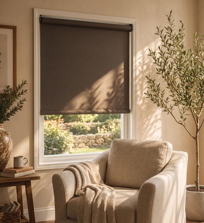 Luance Blackout Roller Blind Curtain, Brown, 60x180-cm, Packshot View