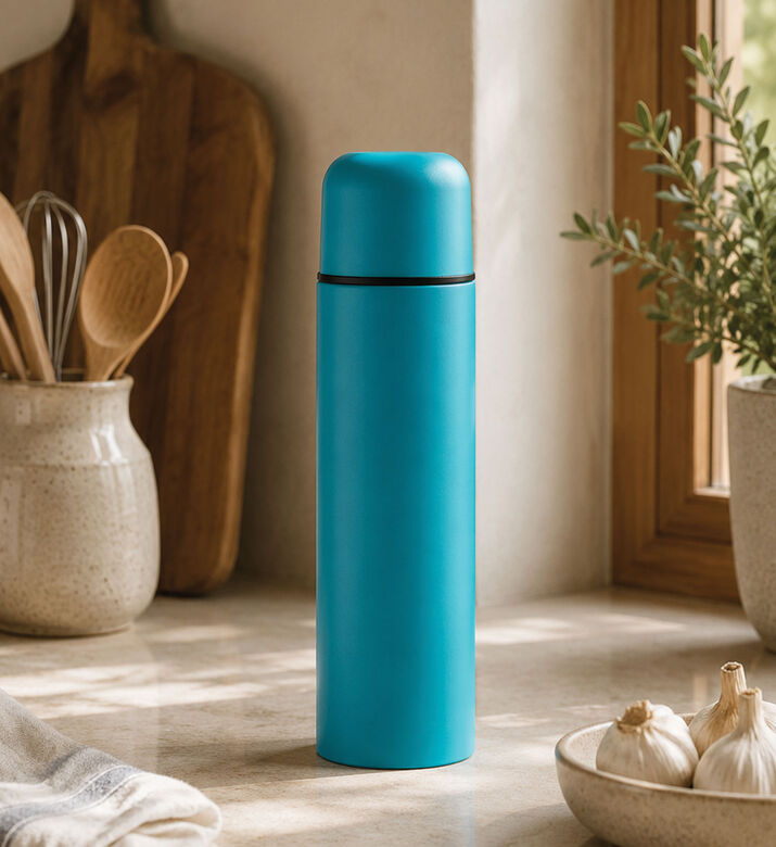 Excellent Houseware Double-walled Bullet Flask, Dark-blue, Packshot View