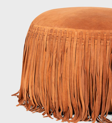 Willow Suede Leather Round Pouf