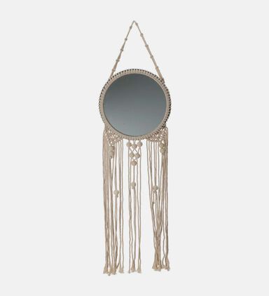 Wooden Balls Macrame Wall Mirror