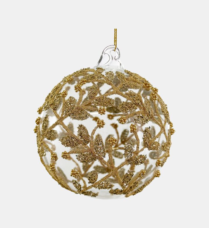 Shishi Glass Clear Gold Beaded Flower Lace Ball, Clear, 8-cm, Packshot View