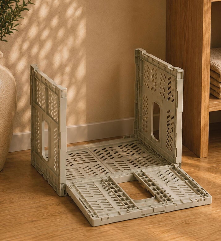 Home Deco and More Rectangular Foldable Basket, Grey, L, Packshot View