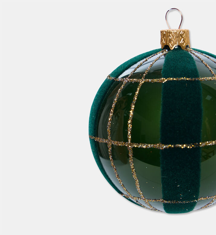 Home Deco and More Glittered Checks Christmas Ball, Green, Packshot View
