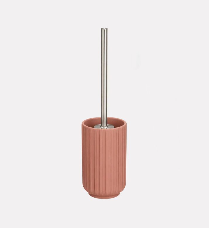Home Deco and More Stoneware Ribbed Toilet Brush Holder, Pink, Packshot View