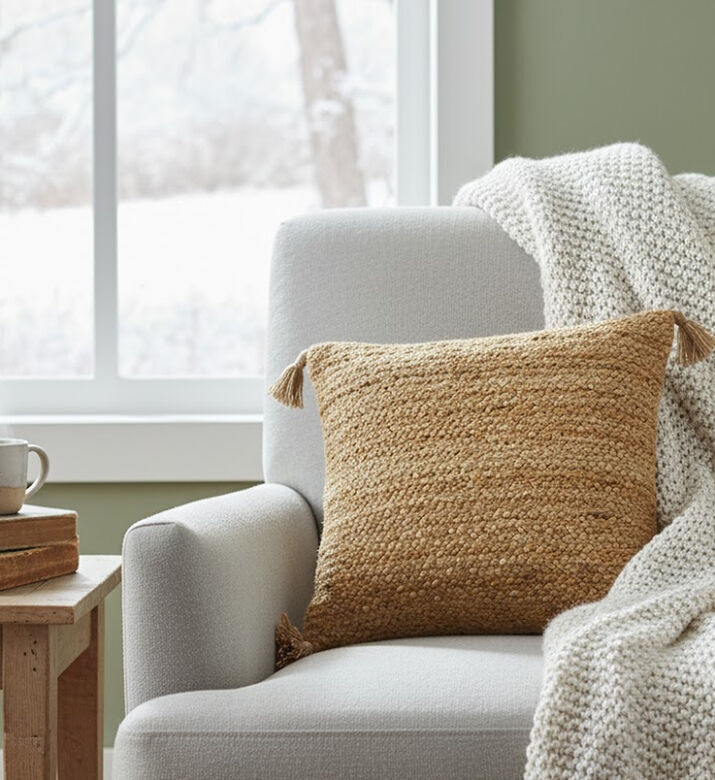 Alizea Molly Jute Pom Pom Cushion, Packshot View