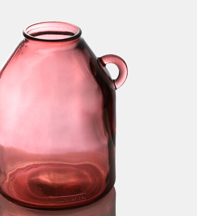 Glass Cylindrical Handled Vase