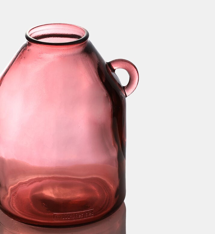 Glass Cylindrical Handled Vase