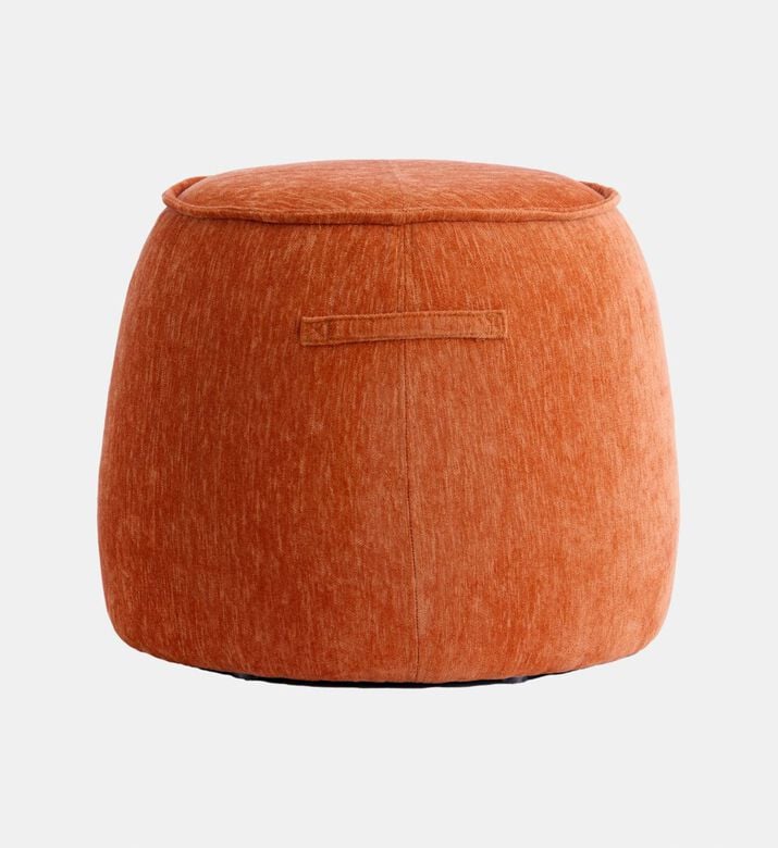 Light and Living Sibiu Textured Round Pouf, Orange, Packshot View