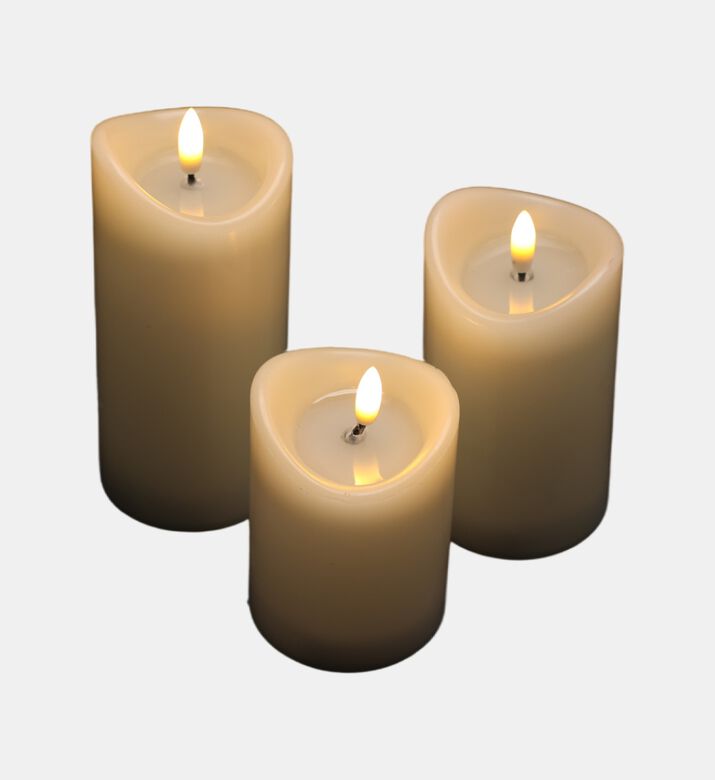 Home Deco and More Led Jelly-effect 3-piece Candle Set, Ivory, Packshot View