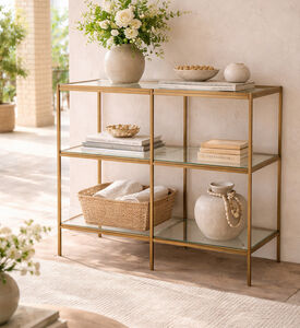 Home Deco and More York Glass Top Table Console, Packshot View