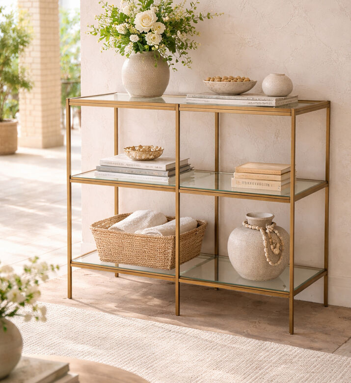 Home Deco and More York Glass Top Table Console, Packshot View