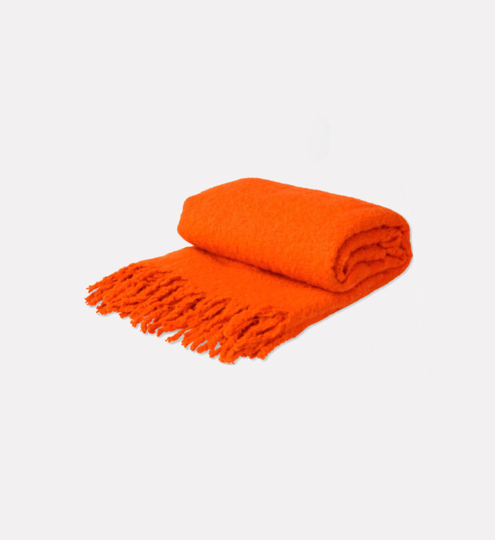 Home Deco and More Plaid Woven Rectangular-shaped Throw, Orange, Packshot View