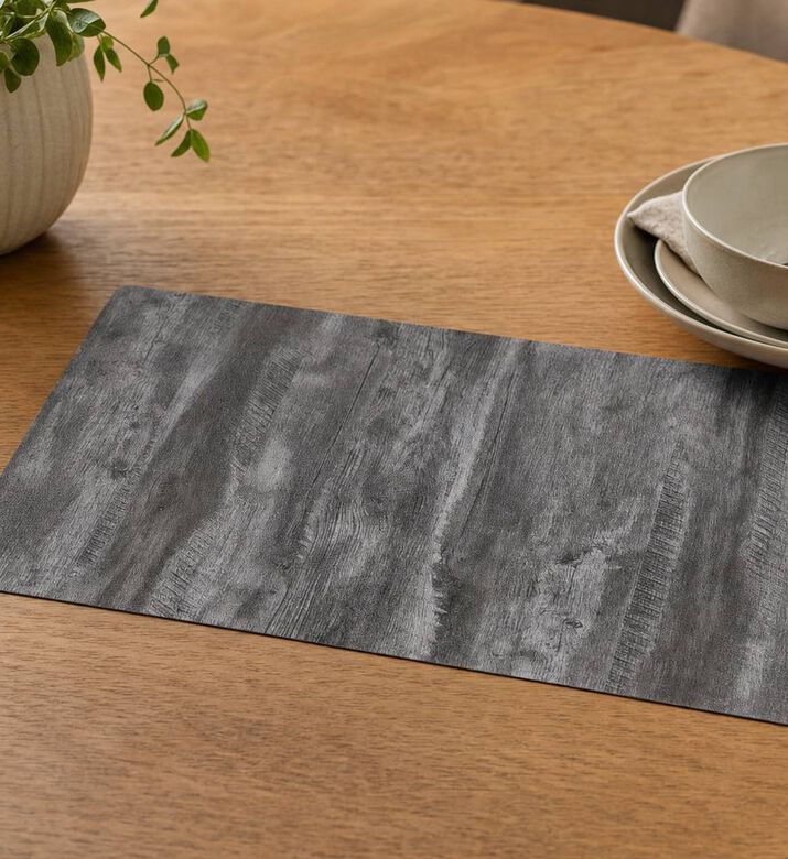 Excellent Houseware Vinyl Wood Texture Placemat, Brown, 285x432x2-mm, Model View