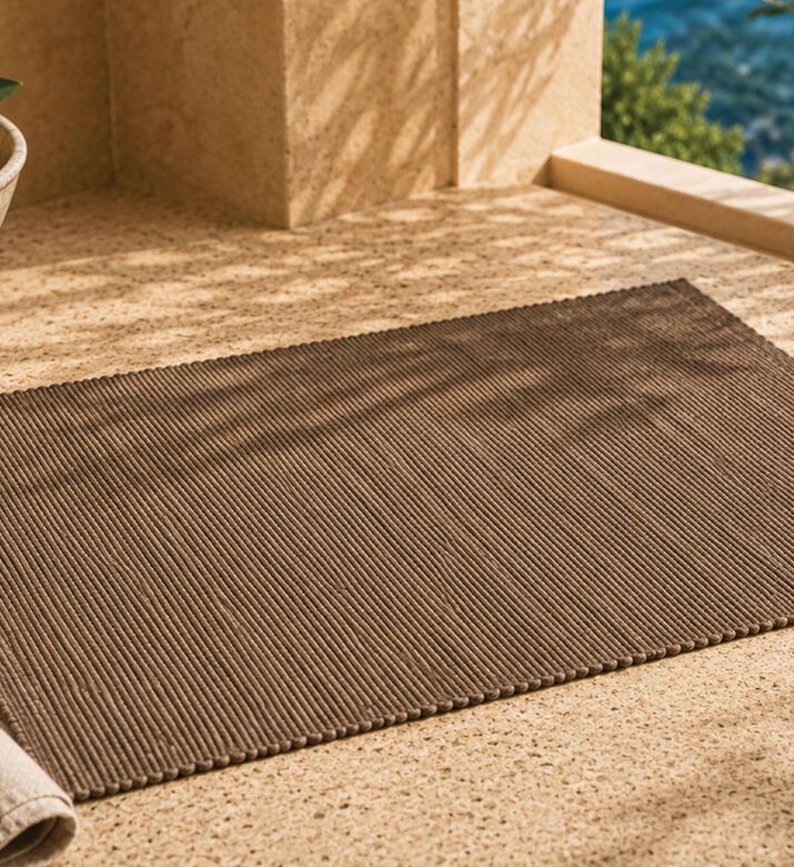 Excellent Houseware Woven Recycled Cotton Plush Striped Rug, Packshot View