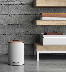 Kenta Bamboo Metal Pedal Bin