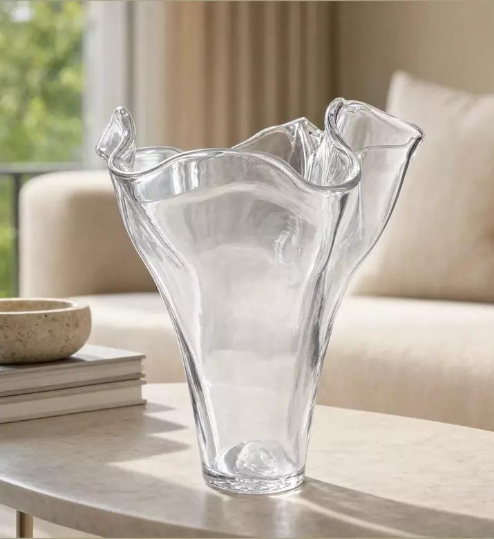Shishi Organic Clear Glass Vase, Clear, 47-cm, Model View