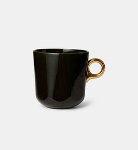 Essenza Gold-toned Handle Porcelain Mug, Dark-green, 330-ml, Packshot View