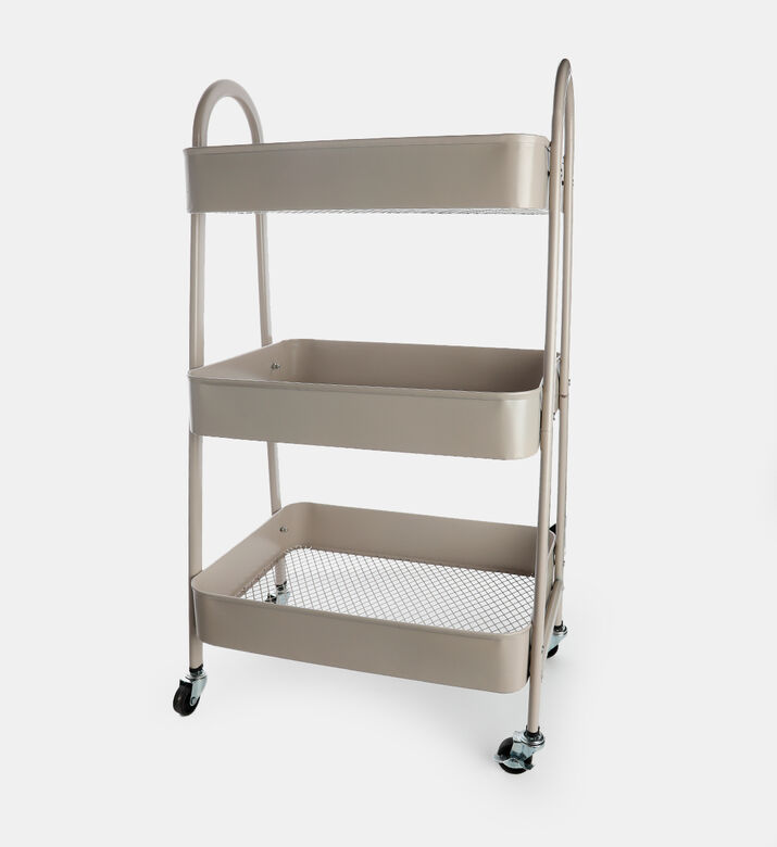 Storage Solutions Powder Coating 3-layers Kitchen Trolley, Beige, Packshot View