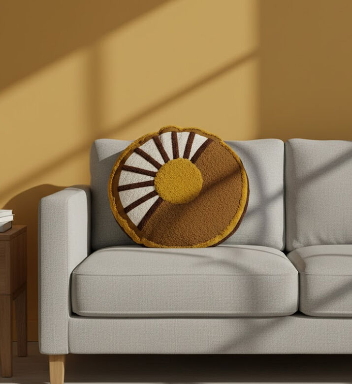 Home Deco and More Sun Cotton Round Cushion, Packshot View