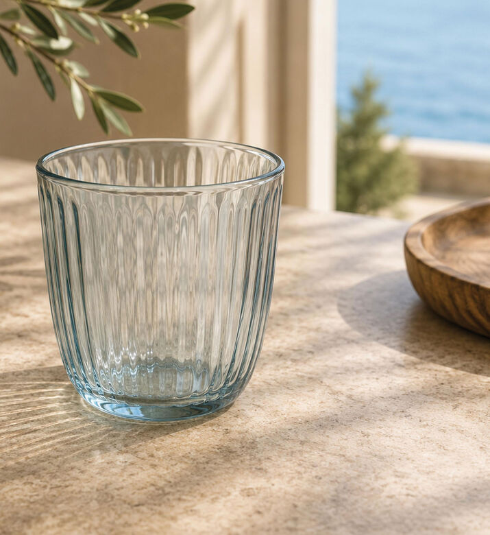 Home Deco and More Ribbed Drinking Glass, Packshot View