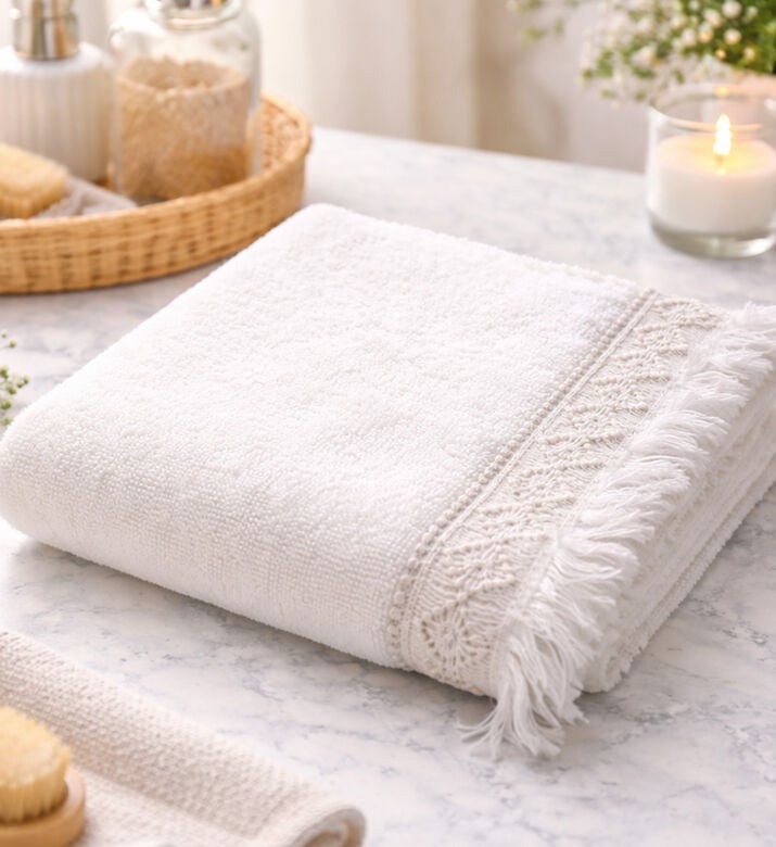 Home Deco and More Danti Cotton Terry Towel, White, 50x100-cm, Packshot View