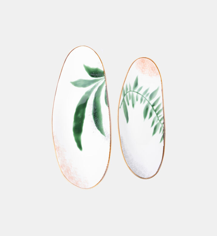 Home Deco and More Melon Leaf-print 2-piece Plate Set, Packshot View