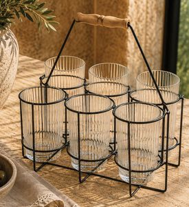 Excellent Houseware Wood Handle Metal Bottle Holder, Packshot View