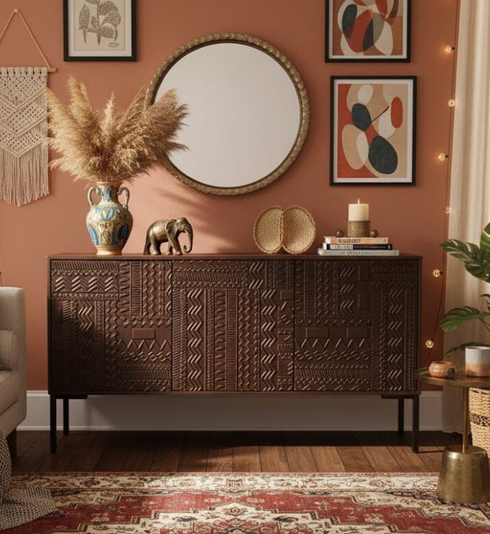 Home Deco and More Kalry Wood Sideboard, Packshot View Home Deco and More Kalry Wood Sideboard, Packshot View