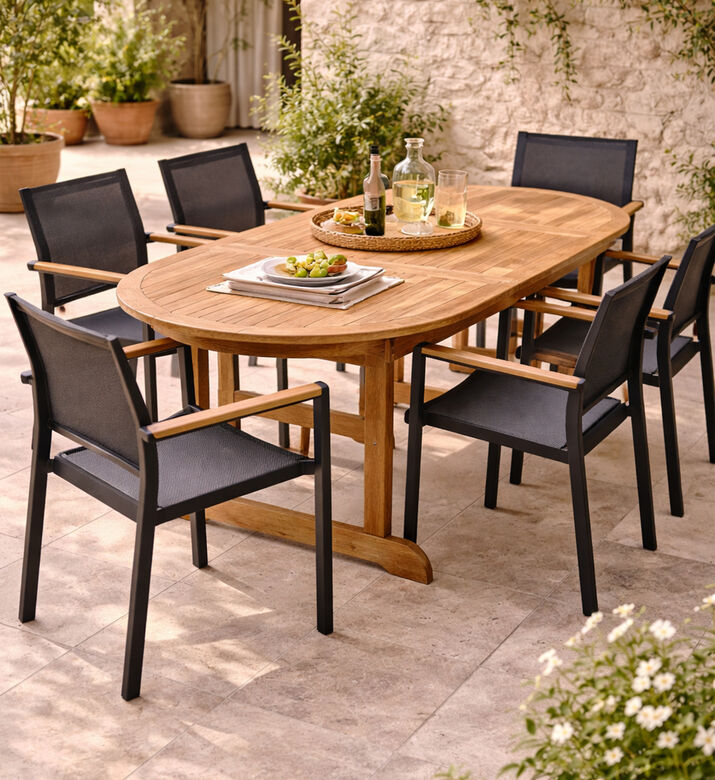 Lifestyle Garden Amber Textile Stacking Armchair, Packshot View