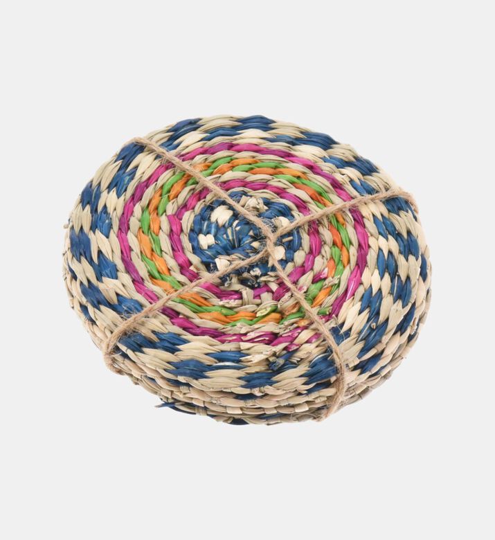 H and S Collection Seagrass Multicolored 4-piece Coaster Set, Packshot View