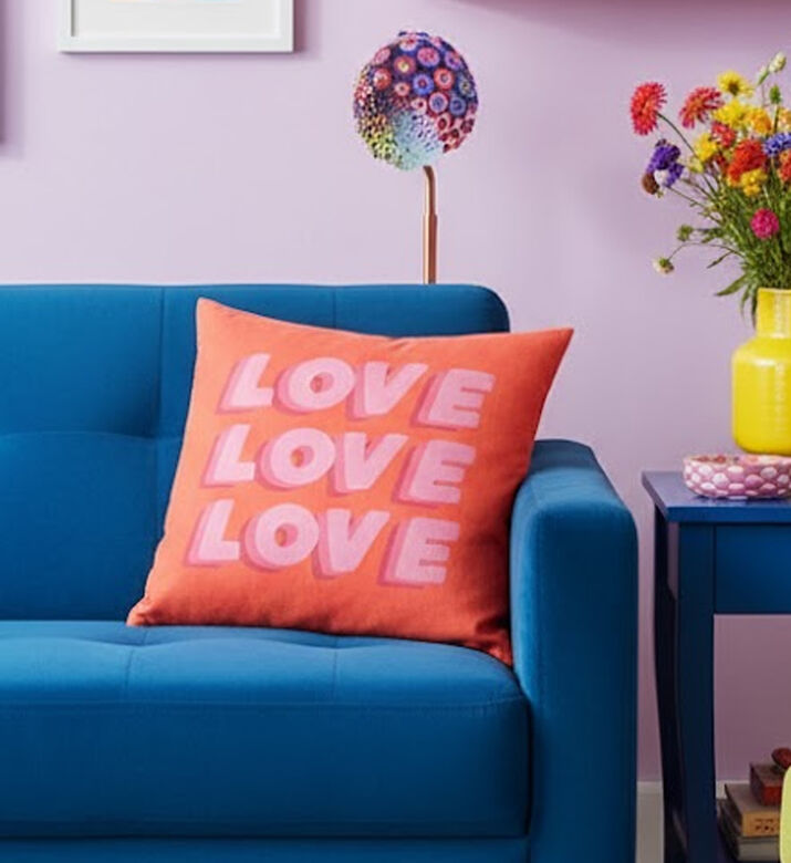 H and S Collection Triple Love Design Cushion, Packshot View