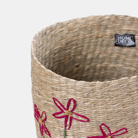 Seagrass Flower Embellished Basket