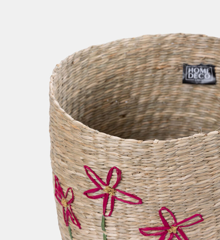 Seagrass Flower Embellished Basket