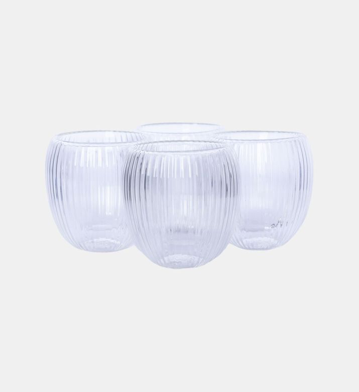 Home Deco and More Double Wall Stripe Clear Glass Mug 4-piece Set - 120ml, Packshot View