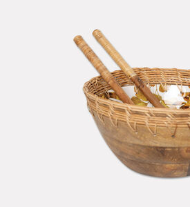 Home Deco and More Cane-woven 3-piece Border Leaf-print Bowl Set, Packshot View