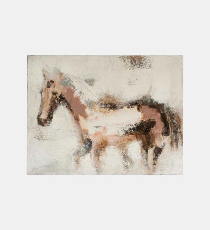 Jolipa Horse Abs Wood Rectangular Painting, Brown, Packshot View