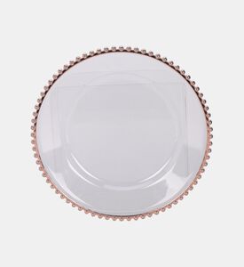 Home Deco and More Scalloped Gold-rimmed Round Plate, Pink, Packshot View