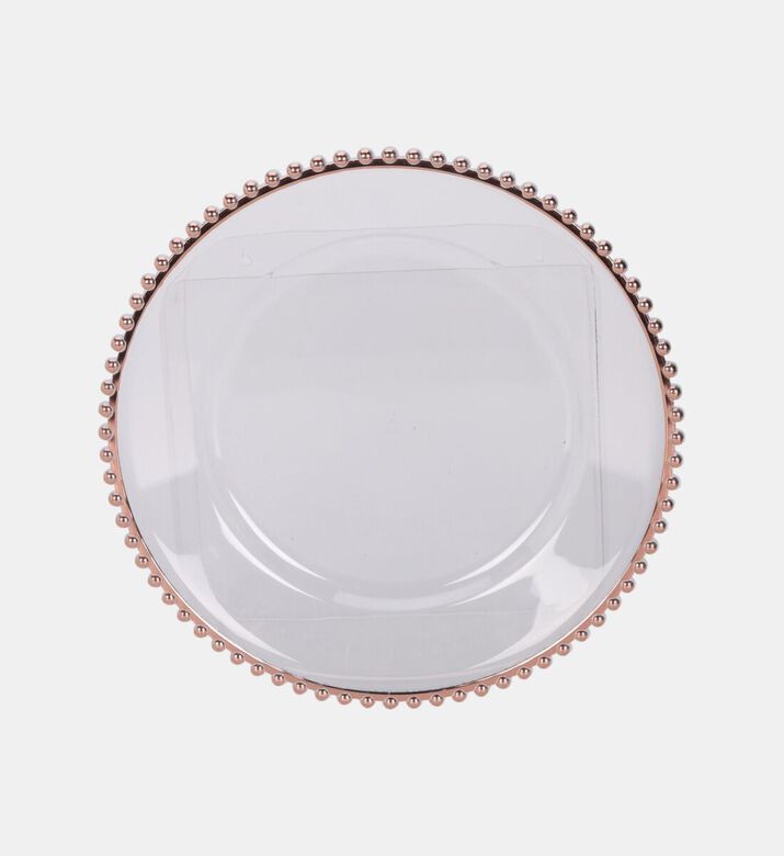 Home Deco and More Scalloped Gold-rimmed Round Plate, Pink, Packshot View