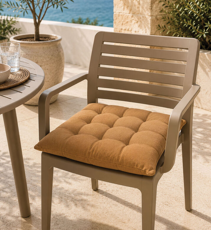 Home Deco and More Cotton Solid Chair Pad, Brown, Packshot View