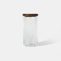 Wooden Lid Glass Storage Pot