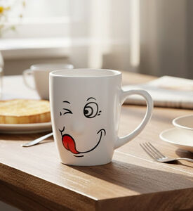 Home Deco and More Stoneware Smiling Face Handled Mug, Packshot View