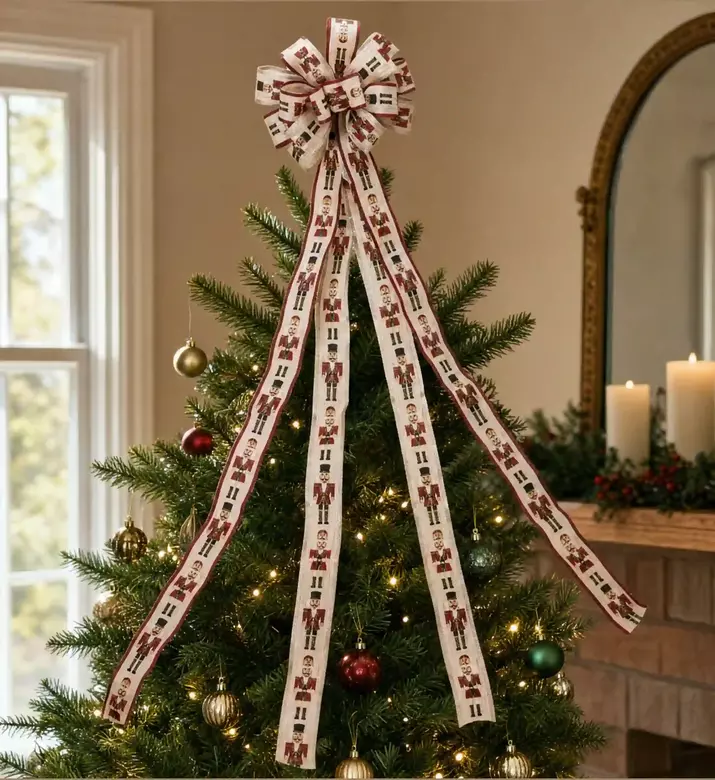 Home Deco and More Nutcracker-themed Tree Topper Bow, Model View