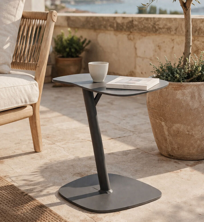 Home Deco and More Golf Aluminum Side Table, Grey, Packshot View