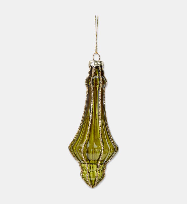 Home Deco and More Glass Adorned Christmas Ornament, Green, Packshot View