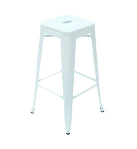 Home Deco and More Steel Powder Coating Bar Stool Indus, White, 43x43x76-cm, Packshot View
